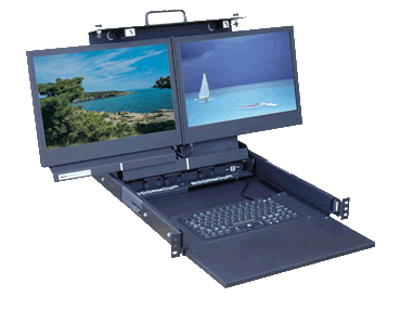 Industrial LCD Monitordual panel high resolution drawer mounted with keyboard